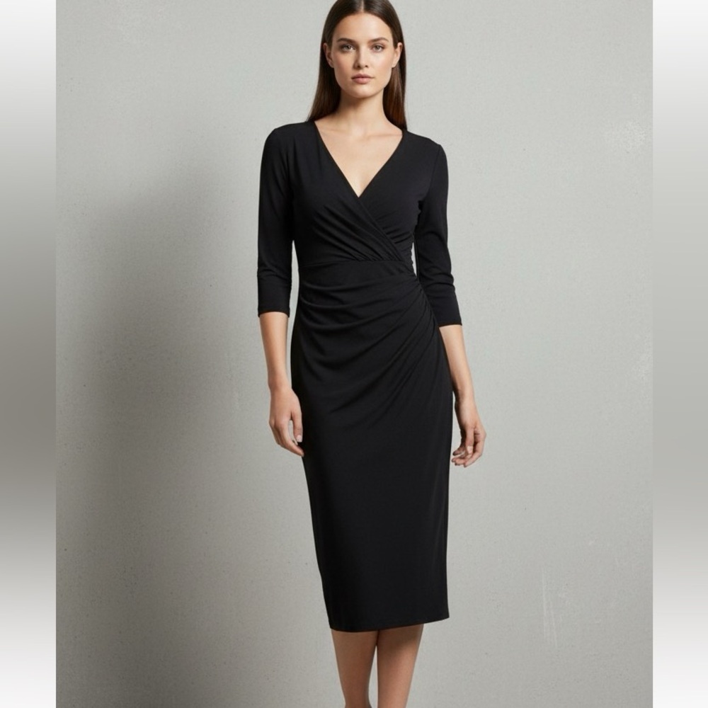 Lauren Ralph Lauren Y2K size 6 black stretch jersey dress classic Officecore